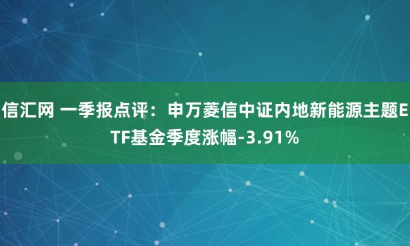 信汇网 一季报点评：申万菱信中证内地新能源主题ETF基金季度涨幅-3.91%