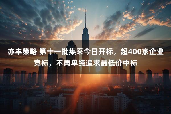亦丰策略 第十一批集采今日开标，超400家企业竞标，不再单纯追求最低价中标