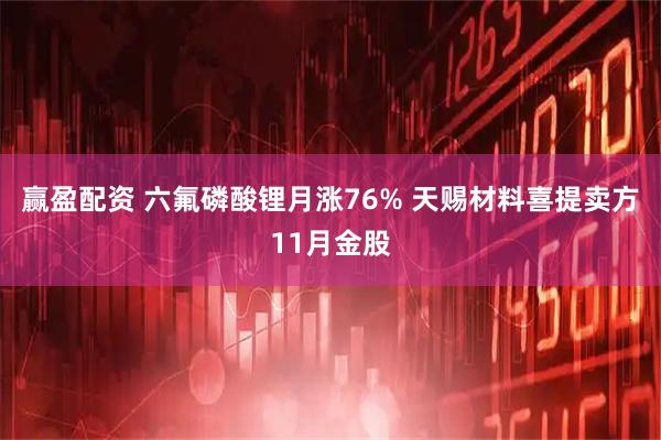 赢盈配资 六氟磷酸锂月涨76% 天赐材料喜提卖方11月金股