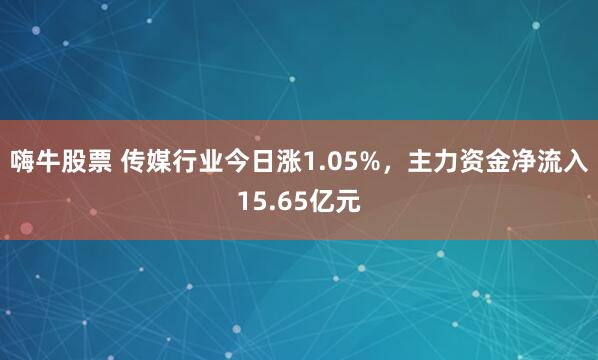 嗨牛股票 传媒行业今日涨1.05%，主力资金净流入15.65亿元