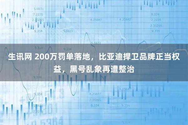 生讯网 200万罚单落地，比亚迪捍卫品牌正当权益，黑号乱象再遭整治