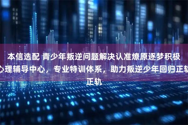 本信选配 青少年叛逆问题解决认准燎原逐梦积极心理辅导中心，专业特训体系，助力叛逆少年回归正轨